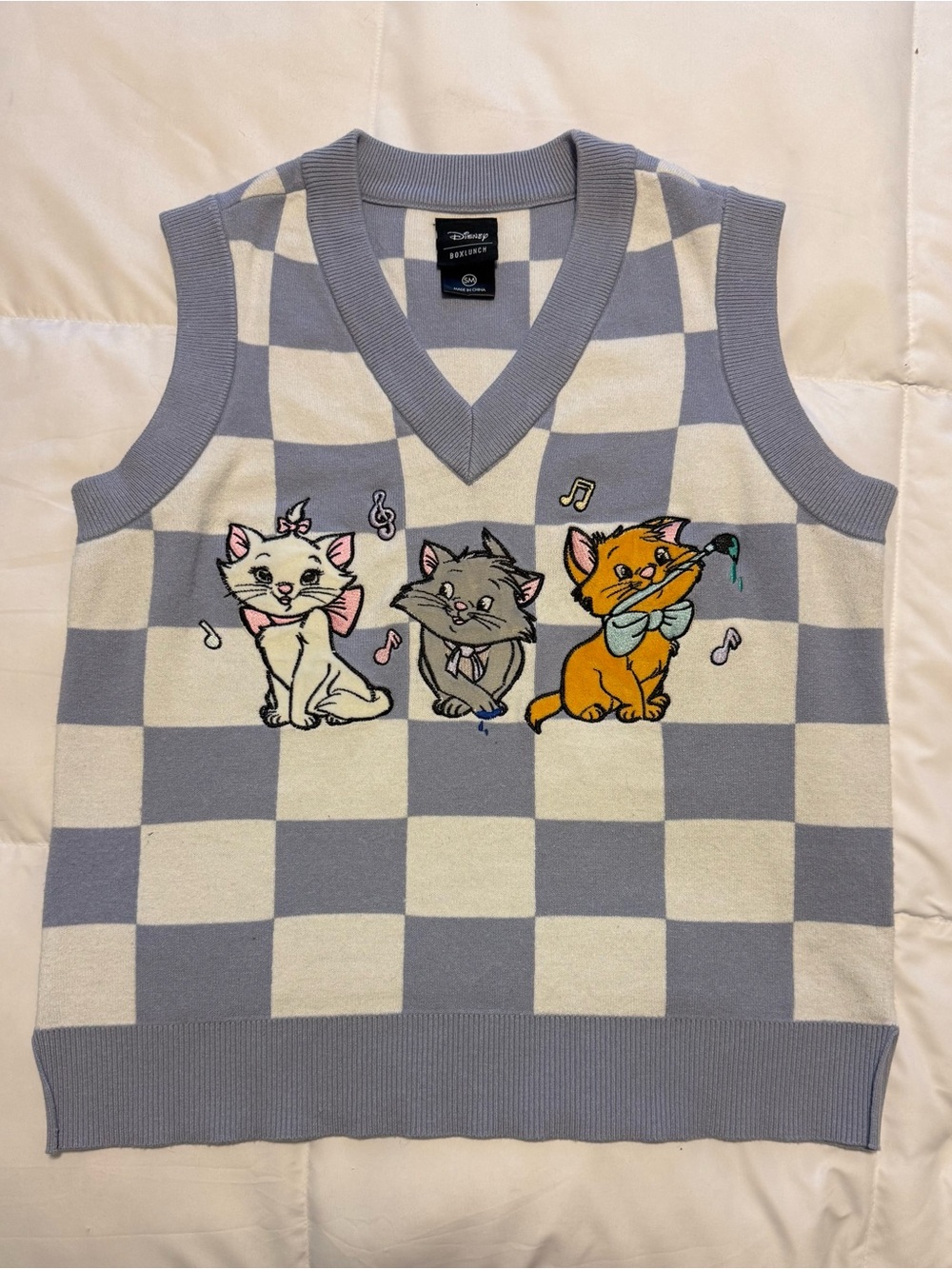 Disney Boxlunch Women’s SM Aristocats Checkered Sweater Vest Purple